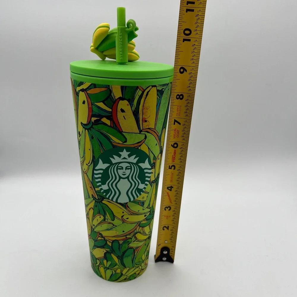Farm Rio Starbucks Banana Tropical Cold Cup Tumbler 24oz Green Yellow 011167080